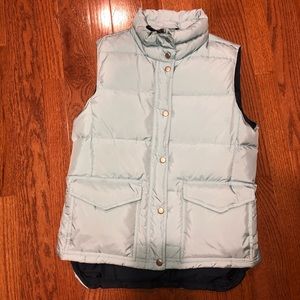 J.Crew ice blue puffer vest in excellent condition